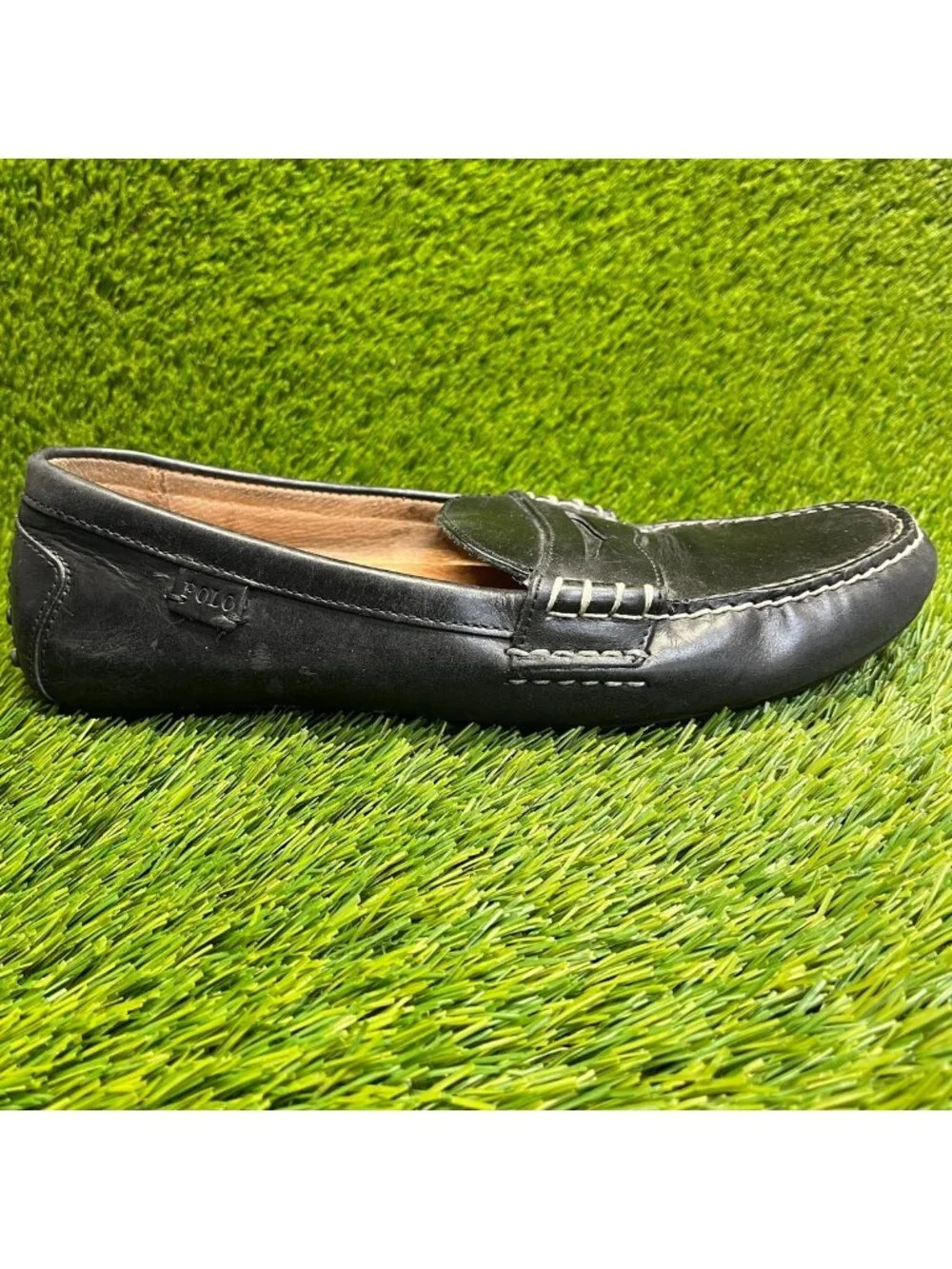 Polo Ralph Lauren WES Mens Size 11 Black Casual Classic Leather Loafer Shoes